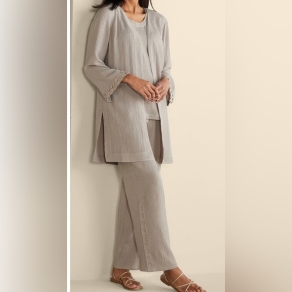 Soft Surroundings NWT Oceo Gauze Cover Up Button Taupe Cardigan Duster Resort 2X - Picture 1 of 12
